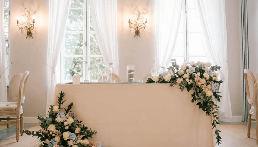 tablehonneur Prestations florales de mariage, Table d'honneur compositions florales